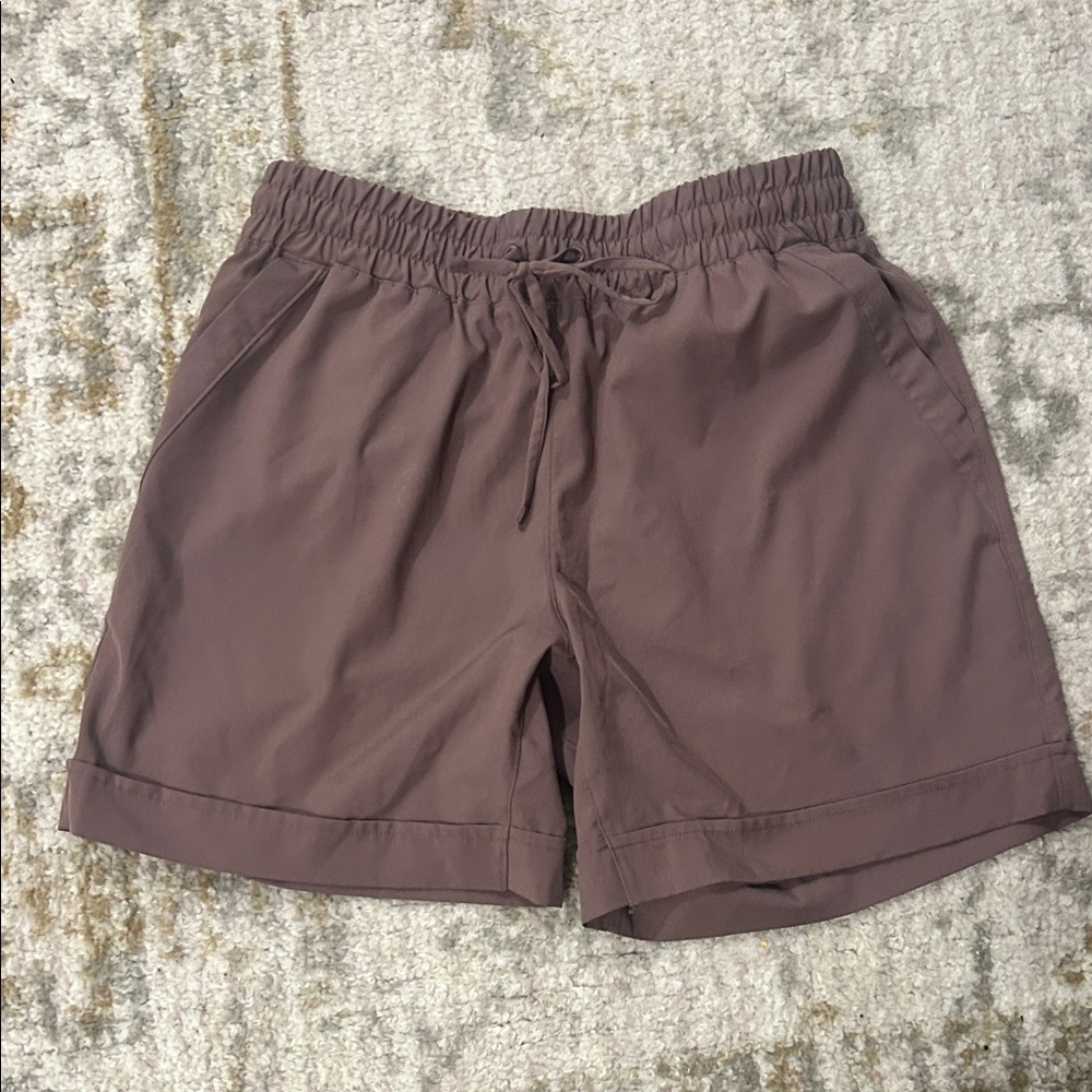 Mondetta Women’s High Waisted Drawstring Brown Athletic Shorts
